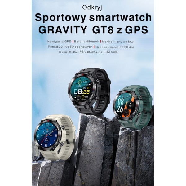 SMARTWATCH MĘSKI GRAVITY GT8-6 - z GPS (sg017f)